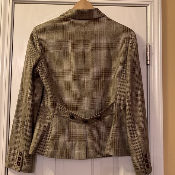 AK Wool Blend Plaid Blazer/Buttoned Back Belt/Multipurpose Pockets. Size 10 - Picture 4 of 13